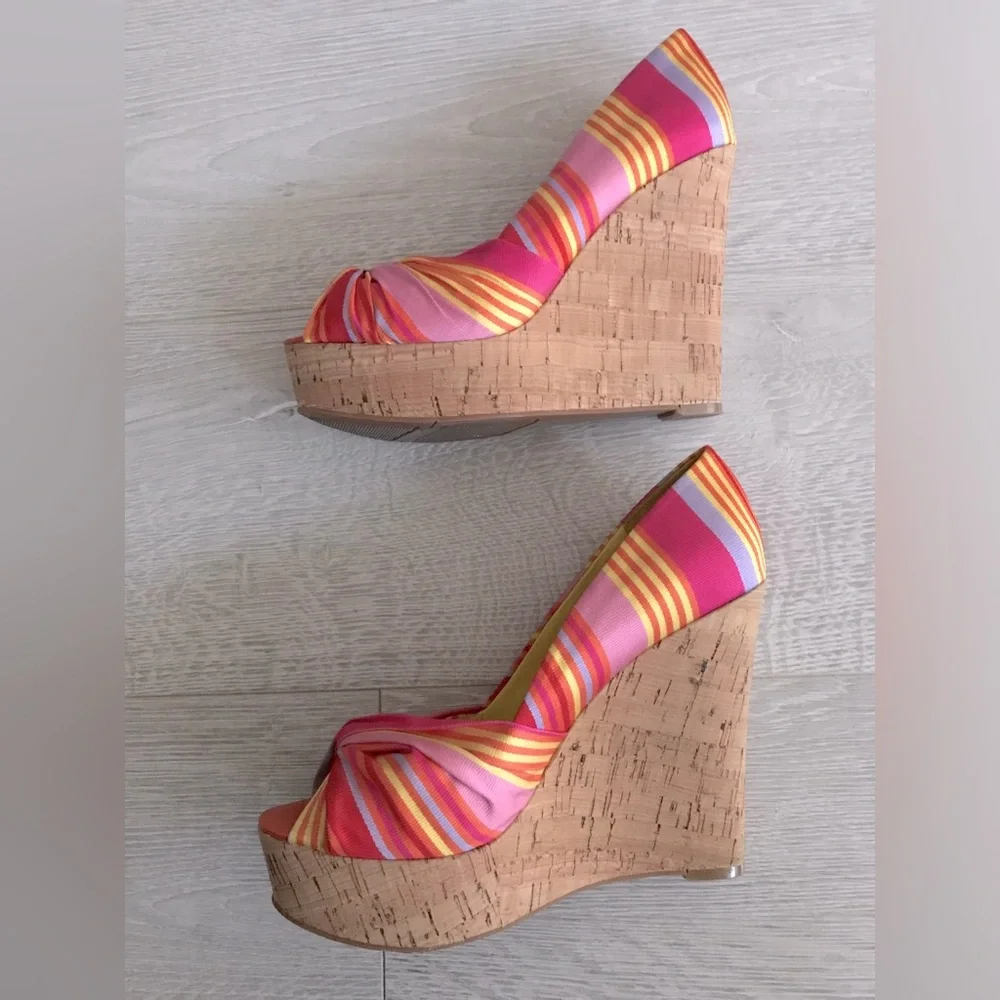 Nine West Chillpill Peep Toe Platform Wedge Sandals - Picture 5 of 8